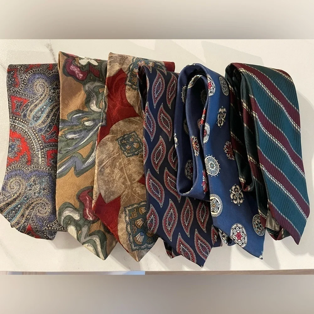 Christian Dior & Oscar De La Renta Men’s Neck Tie Bundle (6) Preppy Colorful